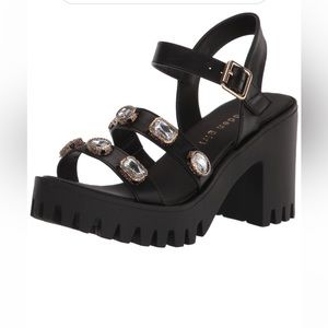 Jeweled black chunky sandal’s